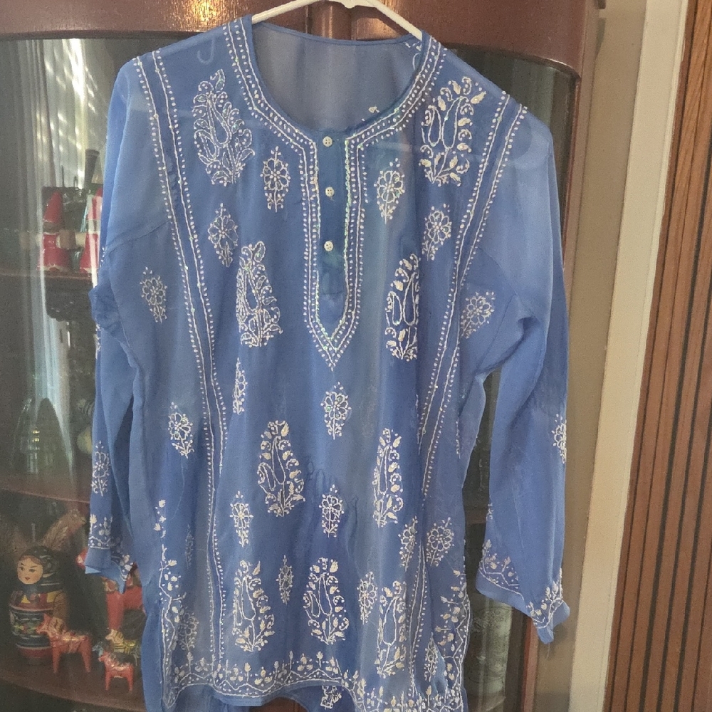 Blue Embroidered Shirt